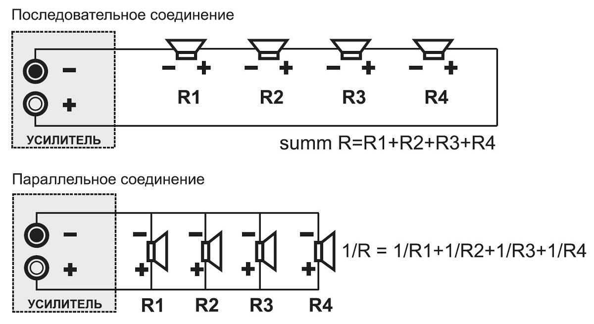 Схема подключения RF408TW в режиме 8 Ом