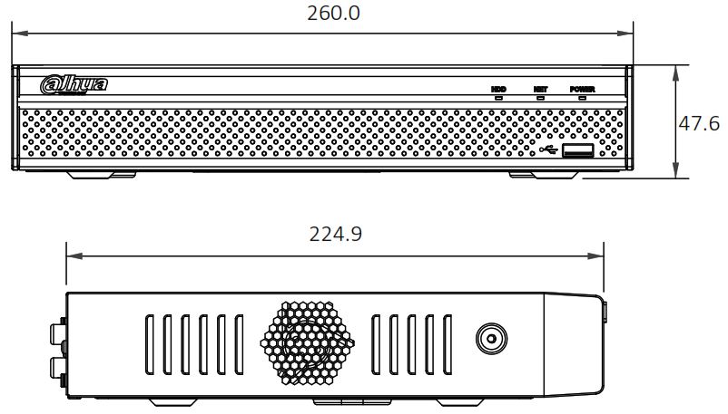 Габаритные размеры DHI-NVR2108HS-8P-4KS2